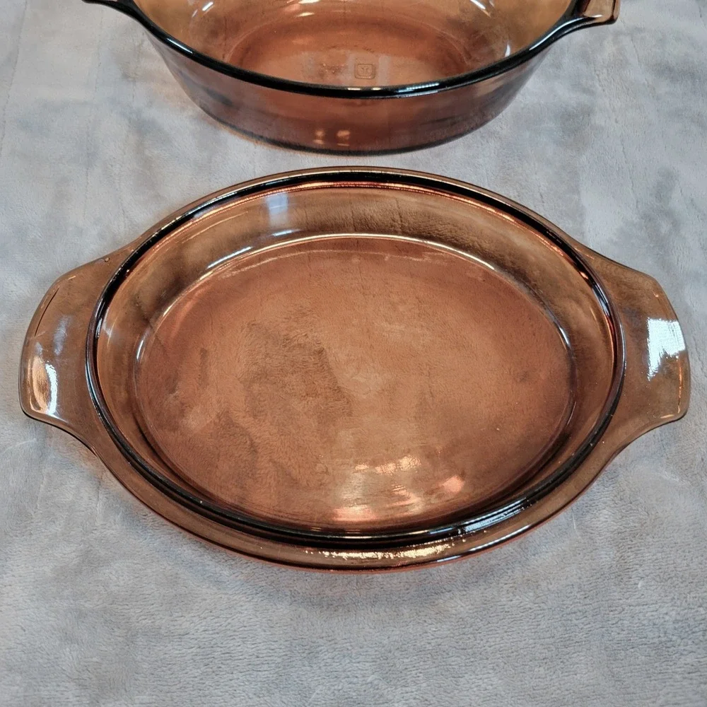 Anchor Hocking‎ Fire King Oval Casserole Dish Amber Glass w Lid 433 1.5 Vintage